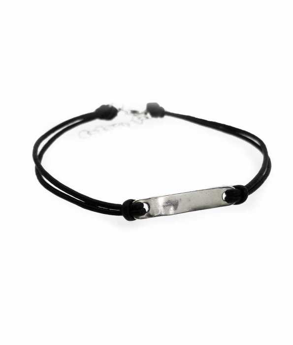 LEATHER AND SILVER PLATE BRACELET