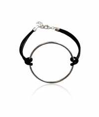 LÄDER OCH SILVERRING ARMBAND, STOR