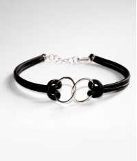 LÄDER OCH SILVERRING ARMBAND, DUBBEL