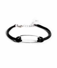 LÄDER OCH SILVER-OVAL ARMBAND