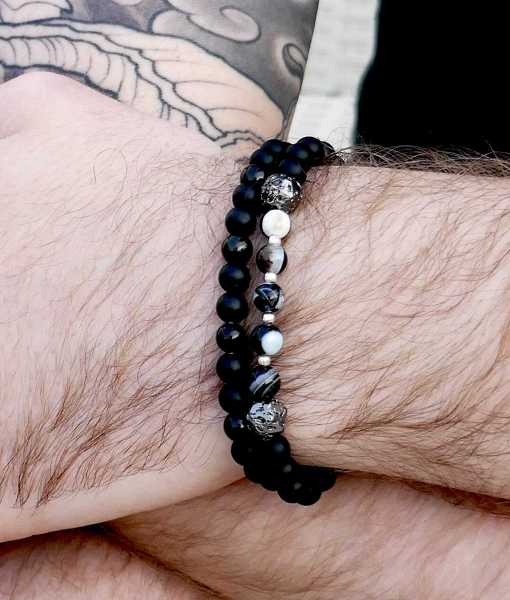 ROCKY ARMBAND, AGATER, 2LAVA & SILVERKULOR