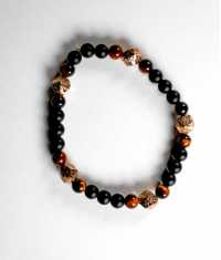 ROCKY ARMBAND, AGATER, TIGERÖGA & 5 GULDLAVASTENAR