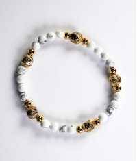 ROCKY ARMBAND, VIT MARMOR & 5 LAVASTENAR, GULD