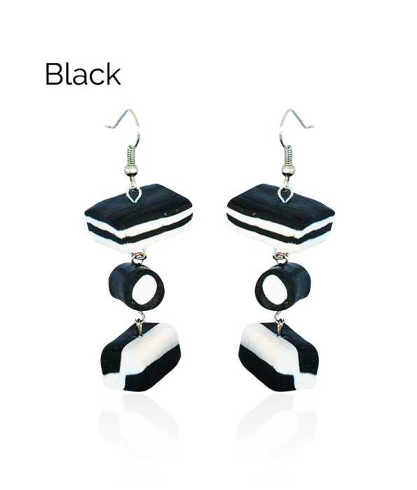 BASSETS ÖRHÄNGEN, SVART/VITA