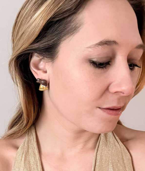 PÅSKHARE ÖRHÄNGEN, GULD/CHOKLAD