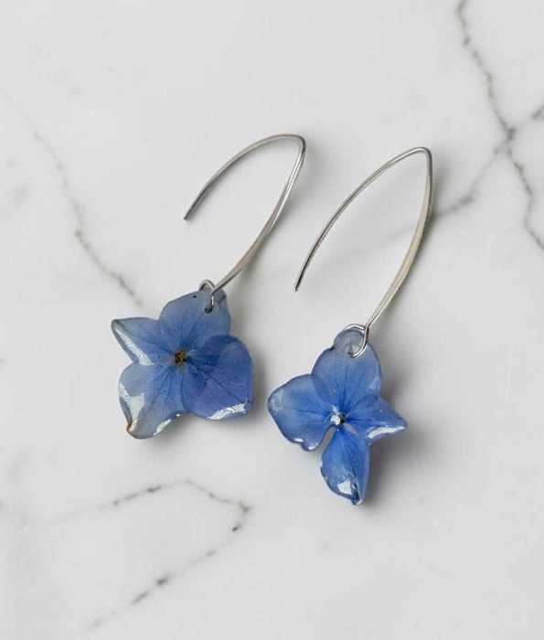 HORTENSIA ÖRHÄNGEN, STORA-BLÅ, KROK-S