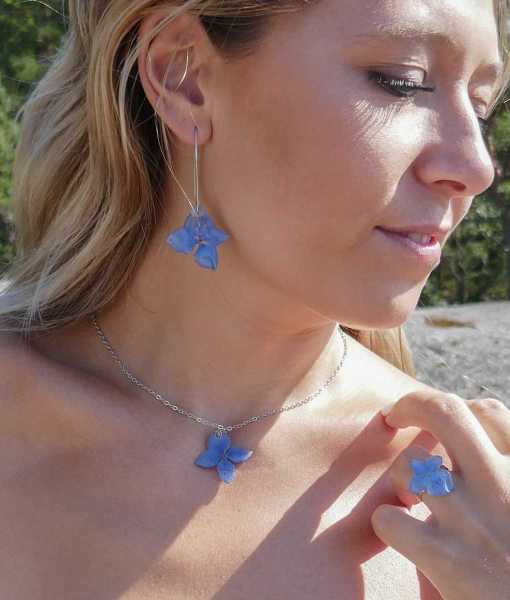 HORTENSIA ÖRHÄNGEN, STORA-BLÅ, KROK-S