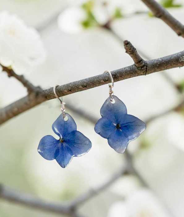 HORTENSIA ÖRHÄNGEN, STORA-BLÅ, KROK-L