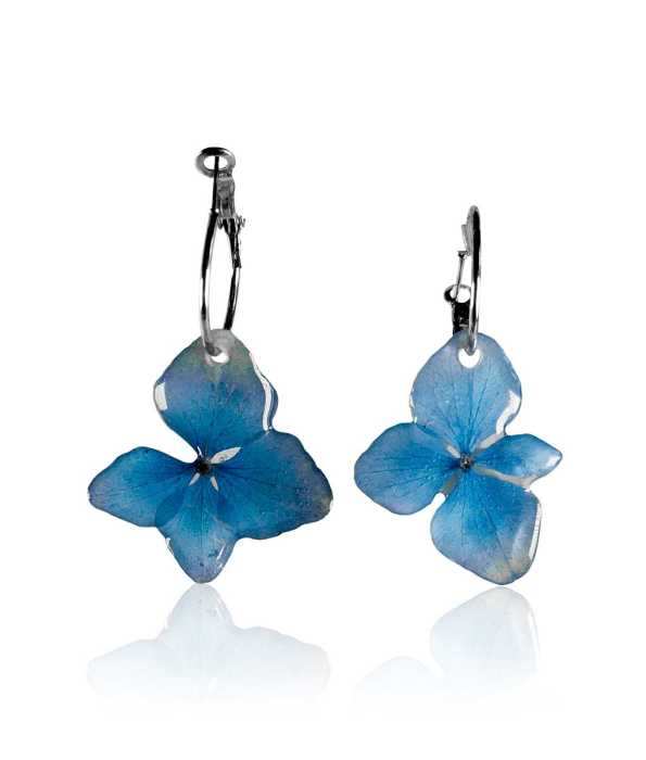 HORTENSIA ÖRHÄNGEN, STORA-BLÅ, RING-L