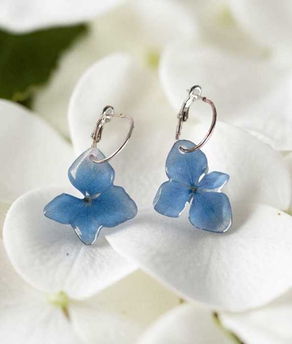 HORTENSIA ÖRHÄNGEN, STORA-BLÅ, RING-L