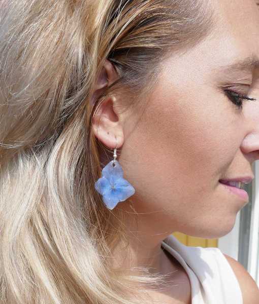 HORTENSIA ÖRHÄNGEN, STORA-BLÅ, KROK-L