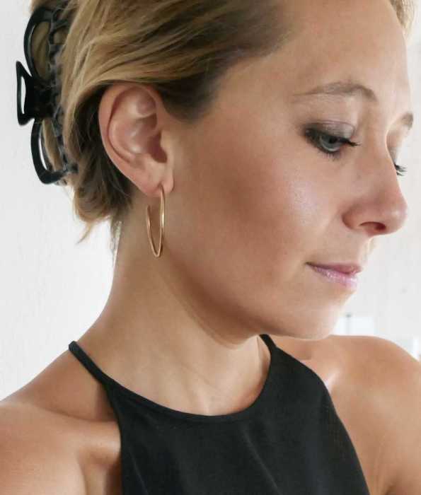 HULA HOOP CREOLER, MEDIUM-GULD