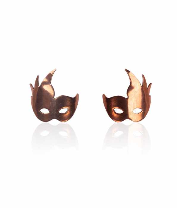 THEATRE MASK EARRINGS, GOLD