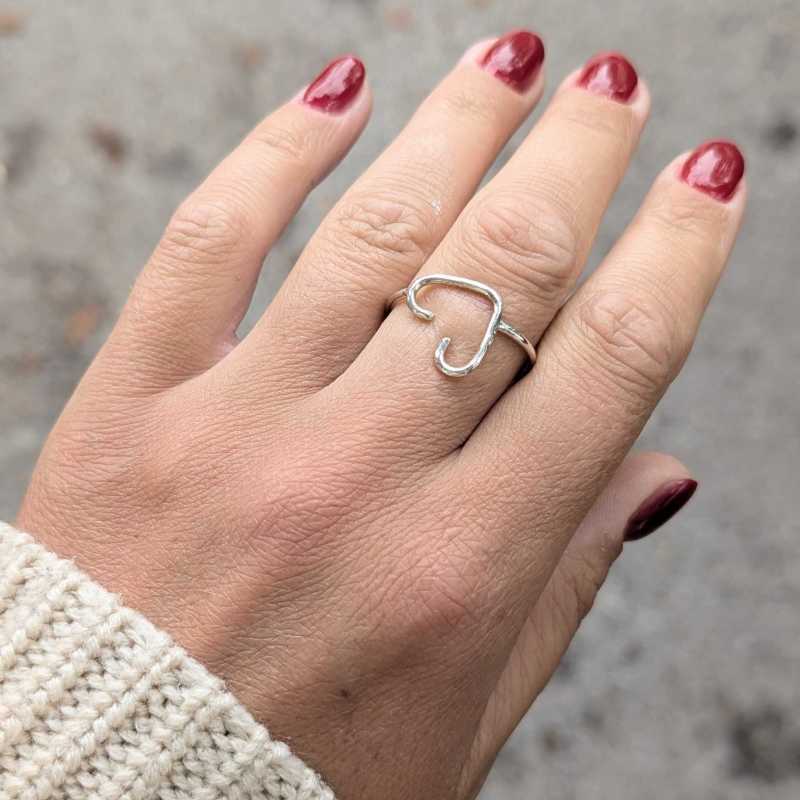 OPEN HEART RING, SILVER
