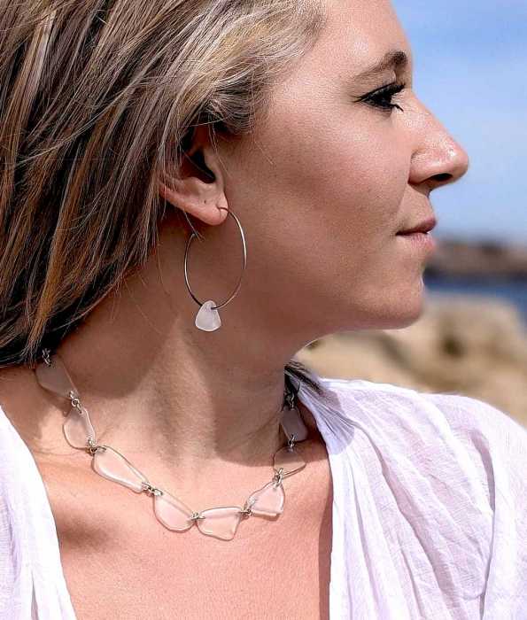 BEACH GLASS COLLIER HALSBAND, VIT