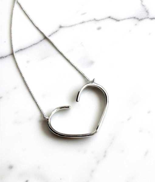 OPEN HEART HALSBAND, SILVER-STOR