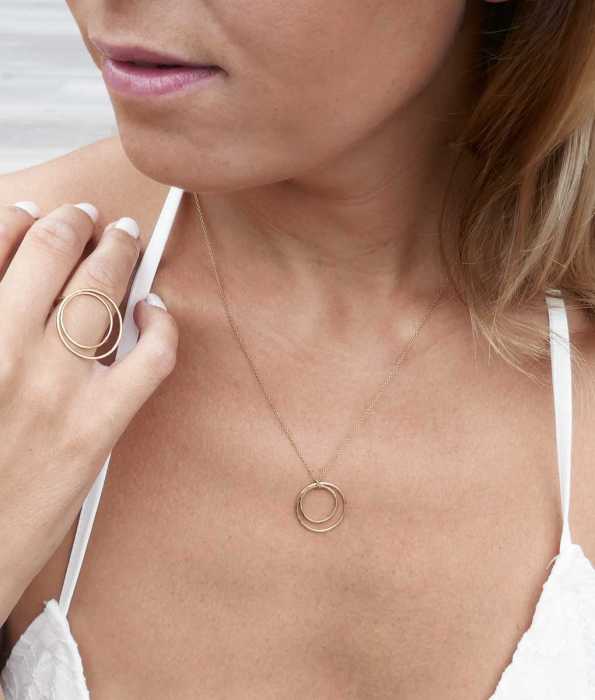 SATURN DUBBEL HALSBAND, GULD